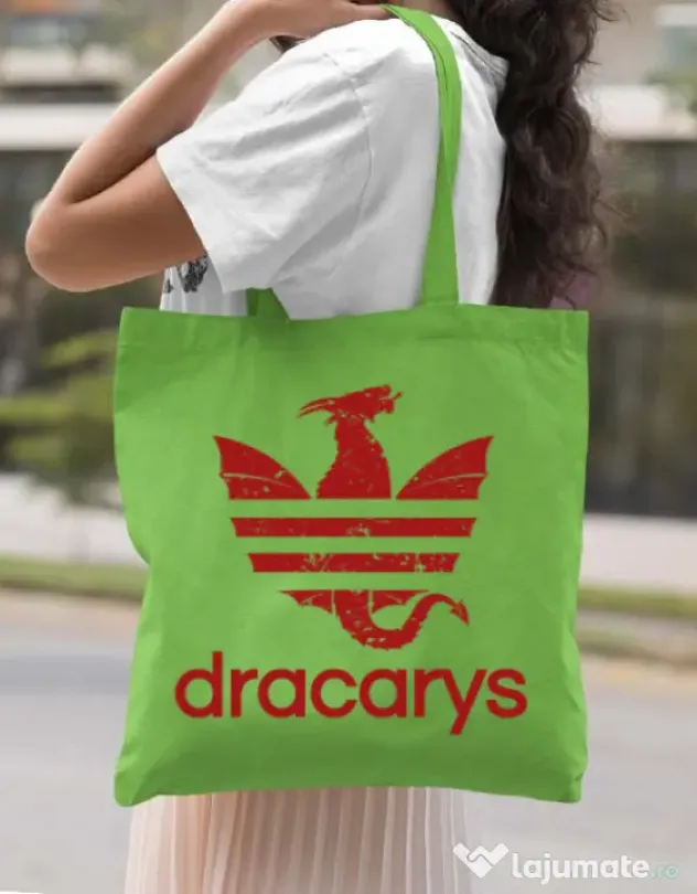 Sacosa din panza Dracarys Verde mar