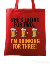 Sacosa din panza Drinking for three Rosu