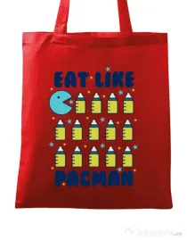 Sacosa din panza Eat Like Pacman Rosu
