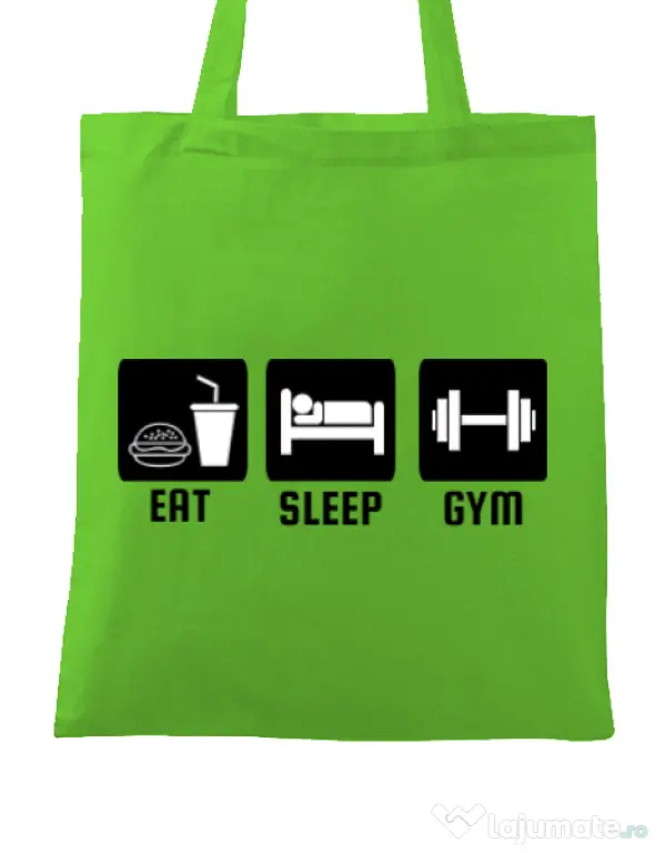 Sacosa din panza Eat sleep gym Verde mar