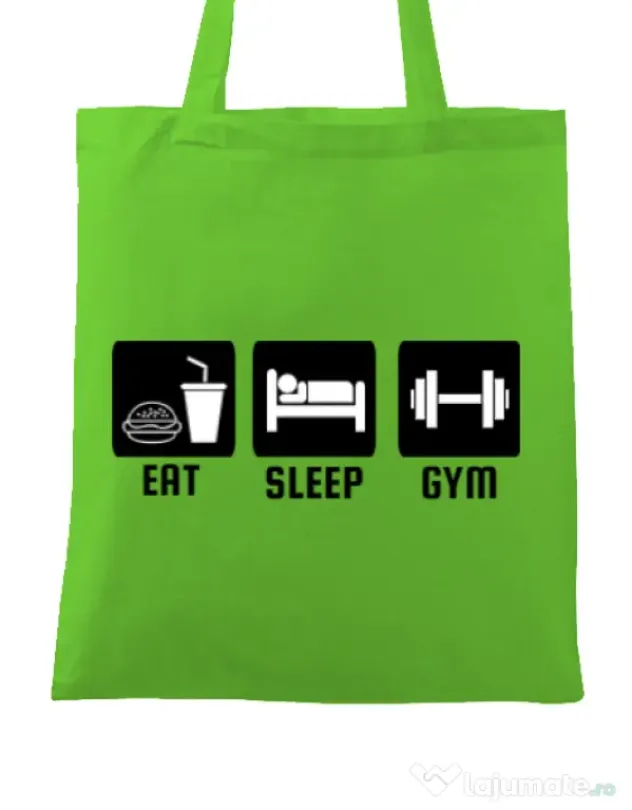 Sacosa din panza Eat sleep gym Verde mar