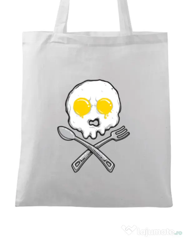 Sacosa din panza Eggskull Alb