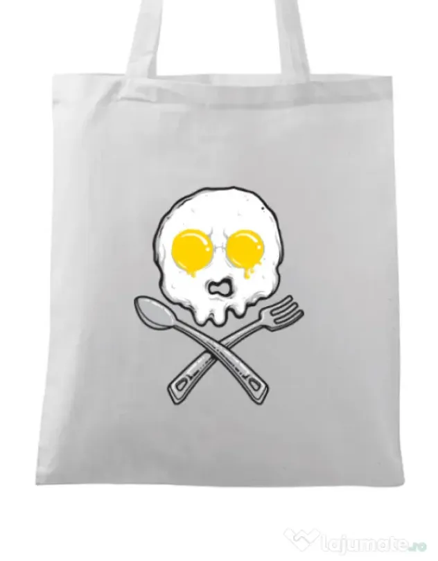 Sacosa din panza Eggskull Alb