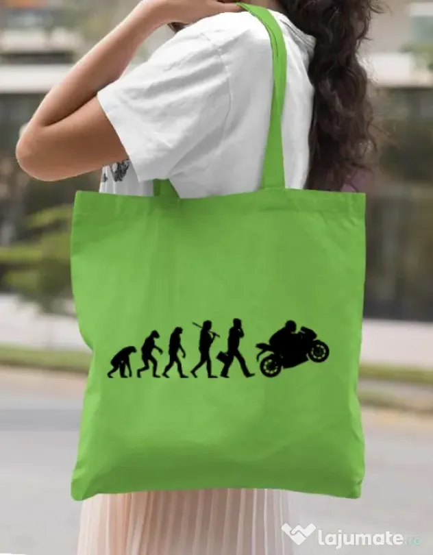 Sacosa din panza Evolution - motorcycle Verde mar