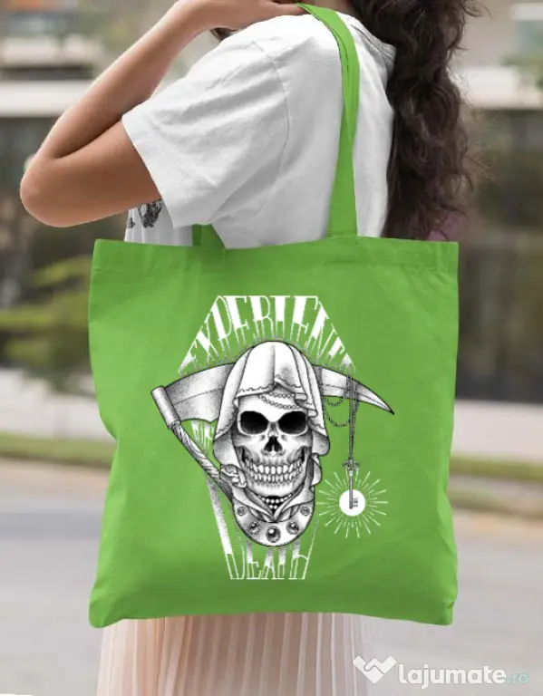 Sacosa din panza Experience death Verde mar