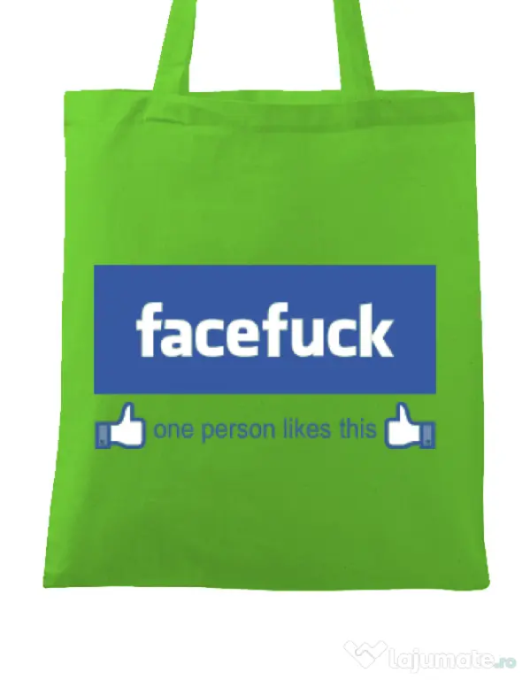 Sacosa din panza Facefuck Verde mar