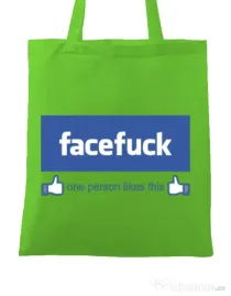Sacosa din panza Facefuck Verde mar