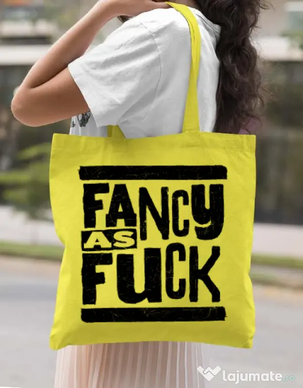 Sacosa din panza Fancy as fuck Galben