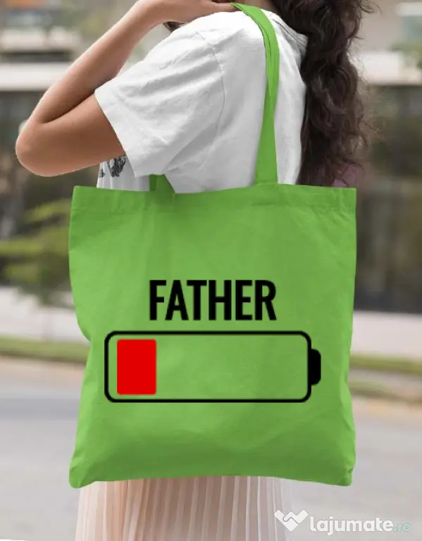 Sacosa din panza Father battery Verde mar