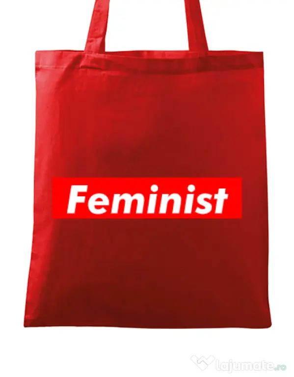 Sacosa din panza Feminist Rosu