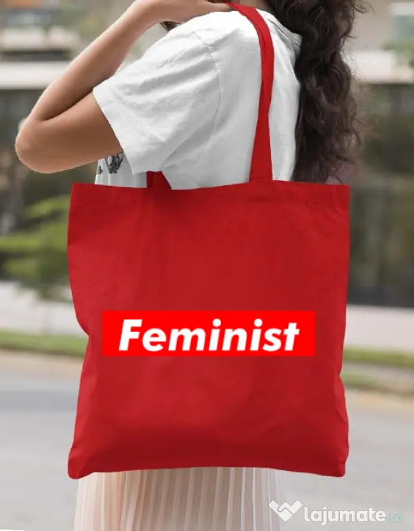 Sacosa din panza Feminist Rosu