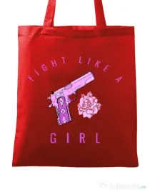 Sacosa din panza Fight like a girl Rosu
