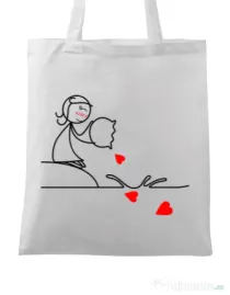Sacosa din panza Fishing for love 2 Alb