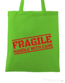 Sacosa din panza Fragile Verde mar