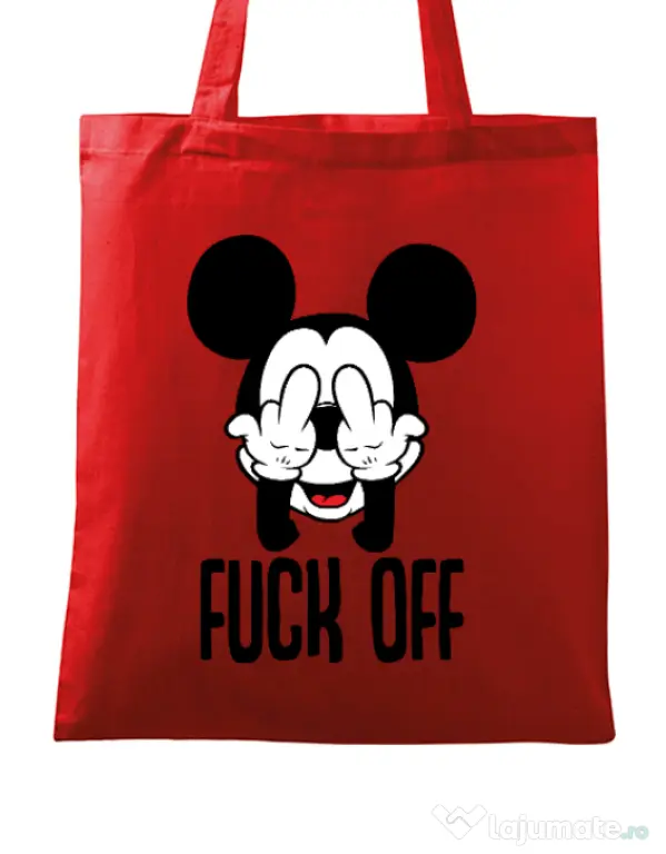 Sacosa din panza Fuck off Rosu
