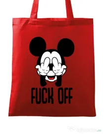Sacosa din panza Fuck off Rosu