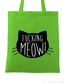 Sacosa din panza Fucking meow Verde mar