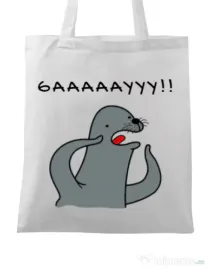 Sacosa din panza Funny seal Alb