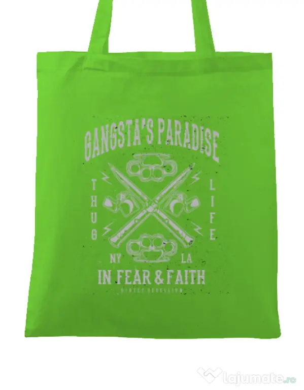 Sacosa din panza Gangstas Paradise Verde mar