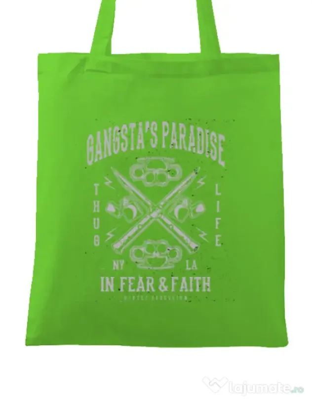 Sacosa din panza Gangstas Paradise Verde mar