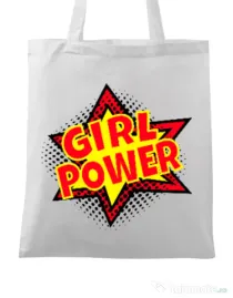 Sacosa din panza Girl power Alb