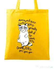 Sacosa din panza Grumpy kitty Galben