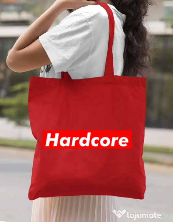 Sacosa din panza Hardcore Rosu
