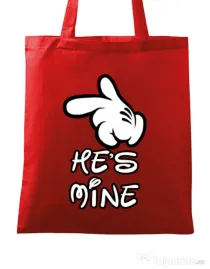 Sacosa din panza He is mine Rosu