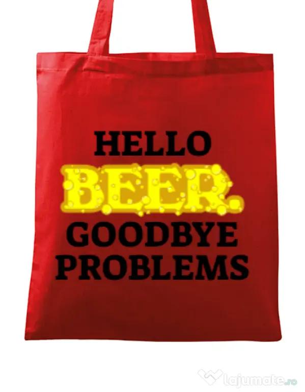 Sacosa din panza Hello beer Rosu