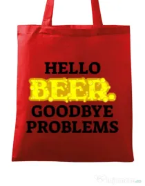 Sacosa din panza Hello beer Rosu