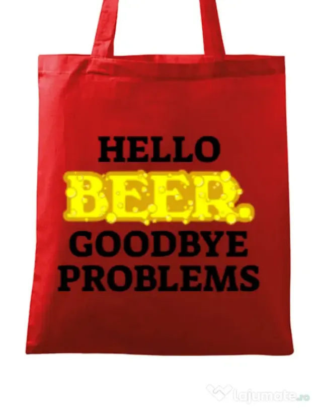 Sacosa din panza Hello beer Rosu