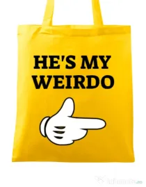 Sacosa din panza He's my weirdo Galben