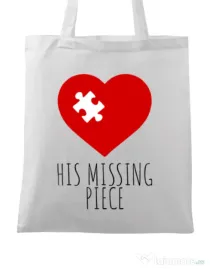 Sacosa din panza His missing piece Alb