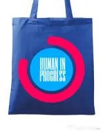 Sacosa din panza Human in progress Albastru regal