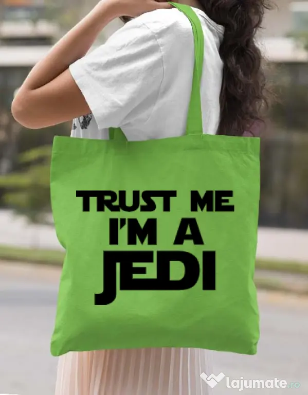 Sacosa din panza I am a jedi Verde mar