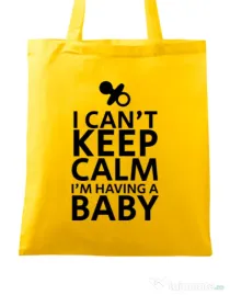 Sacosa din panza I am having a baby Galben