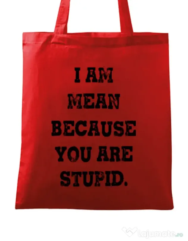 Sacosa din panza I am mean Rosu