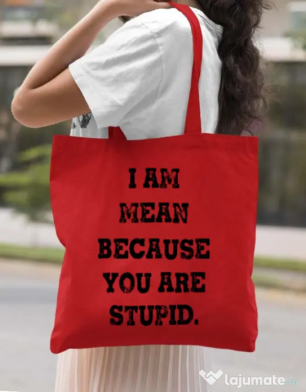 Sacosa din panza I am mean Rosu