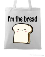 Sacosa din panza I am the bread Alb