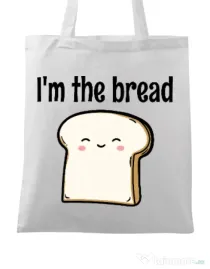 Sacosa din panza I am the bread Alb