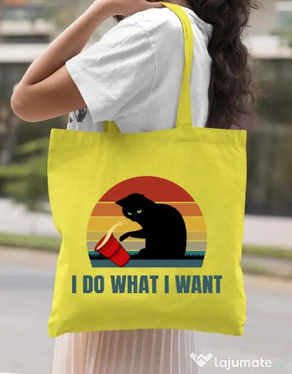 Sacosa din panza I do what i want Galben