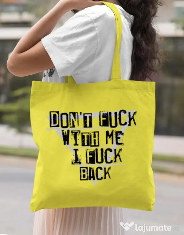 Sacosa din panza I fuck back Galben