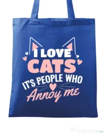 Sacosa din panza I love cats Albastru regal