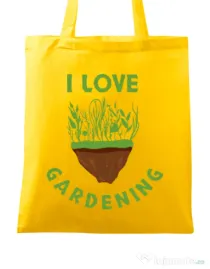 Sacosa din panza I love gardening Galben
