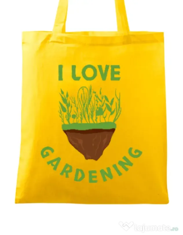 Sacosa din panza I love gardening Galben