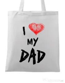 Sacosa din panza I love my dad Alb