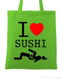 Sacosa din panza I love sushi Verde mar