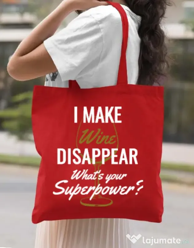 Sacosa din panza I make wine disappear Rosu
