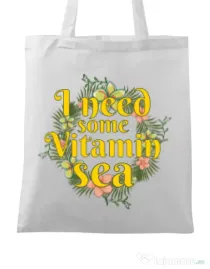 Sacosa din panza I need some vitamin sea Alb