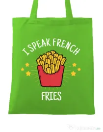 Sacosa din panza I speak french Verde mar
